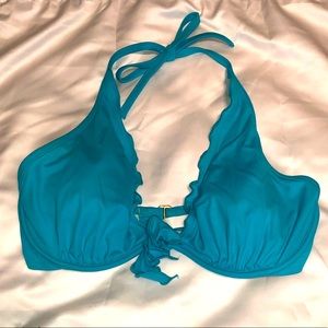 Beautiful Blue Victoria Secret Halter Swim Top. 34DD. Lightly Used. No flaws.